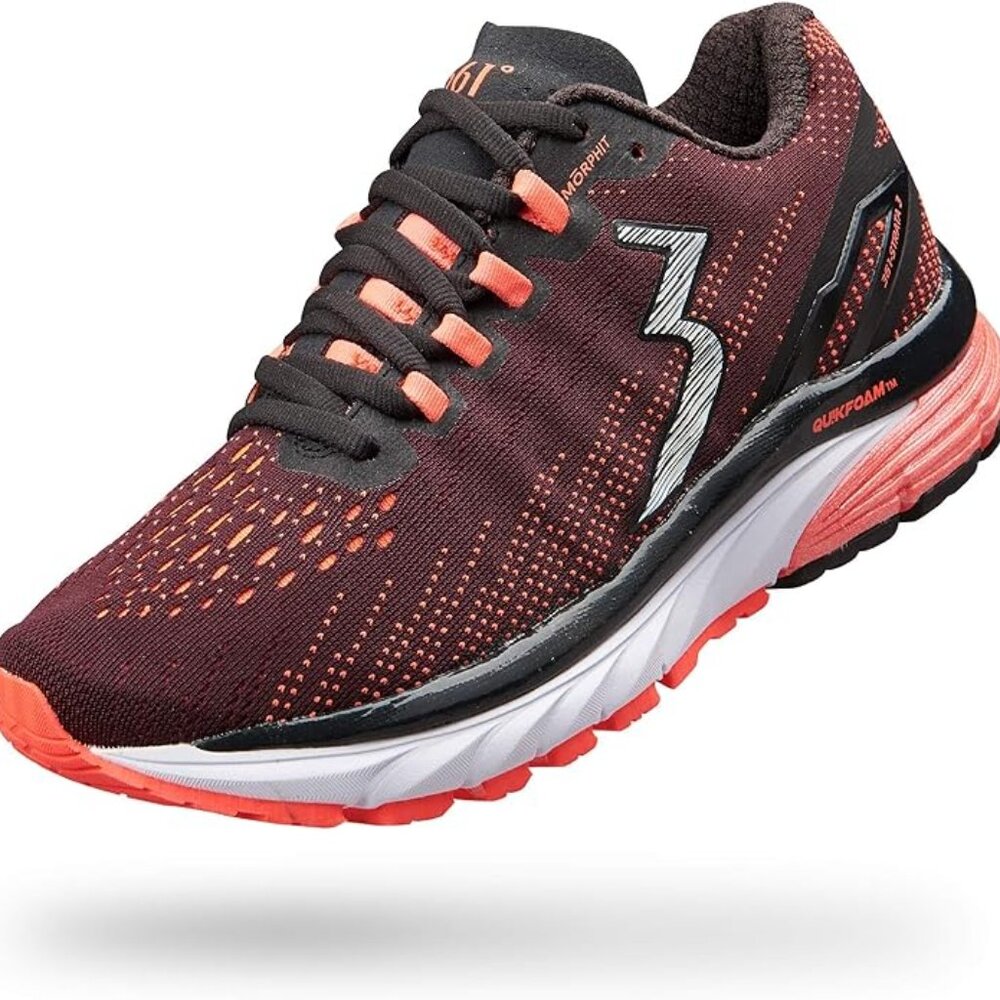 NWB 361° Women's Strata 3 Running Shoe, Black/Hazard Red